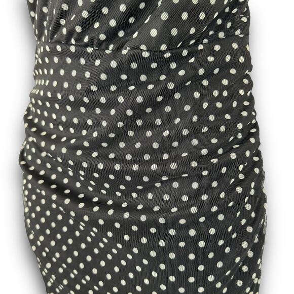 Love X Design One Shoulder Bodycon Midi Dress Black White Polka Dot Size Medium - Picture 4 of 8